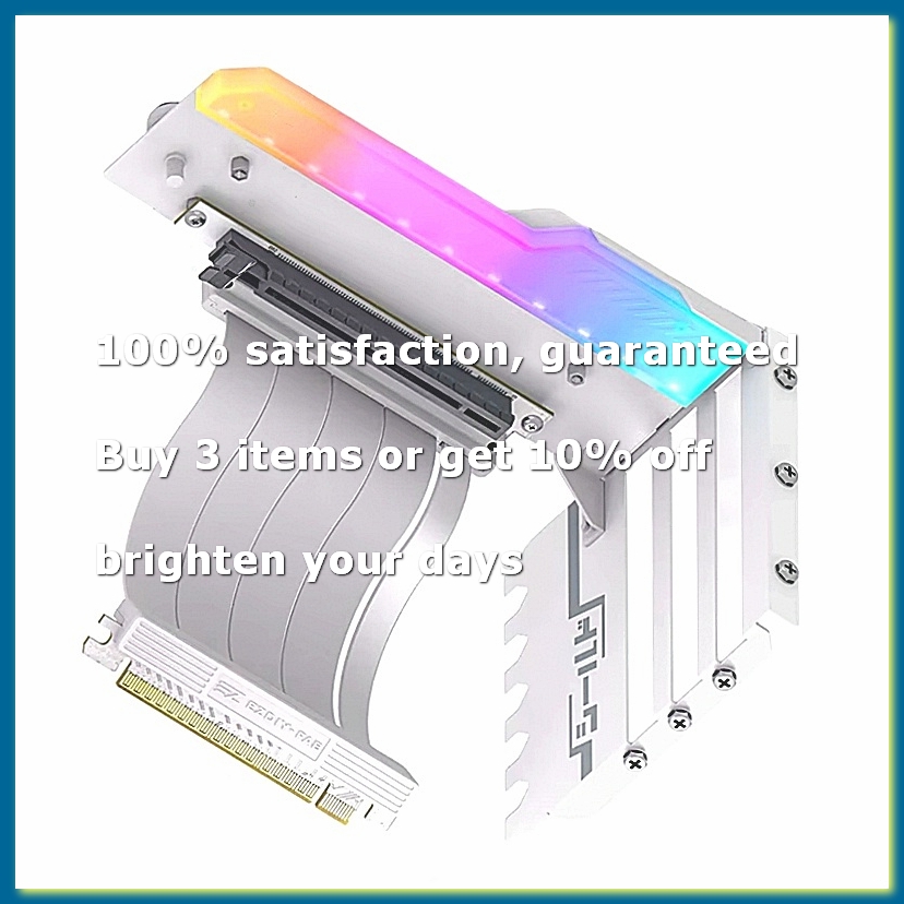 Pcie 4.0 X16 Riser Cable 90 Degree - ● PCI-E 4.0 X16 ライザーケーブル付き、垂直GPUマウントブラケット、ビデオカードサポートキット、90度右角、ホワイト-ABFB