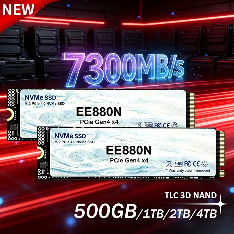 M.2 Nvme 4Tb Pcie 4.0 Ssd - 2026年型 新型EE880N 高速7300MB/s、500GB/1TB/2TB/4TB SSD M.2 NVMe